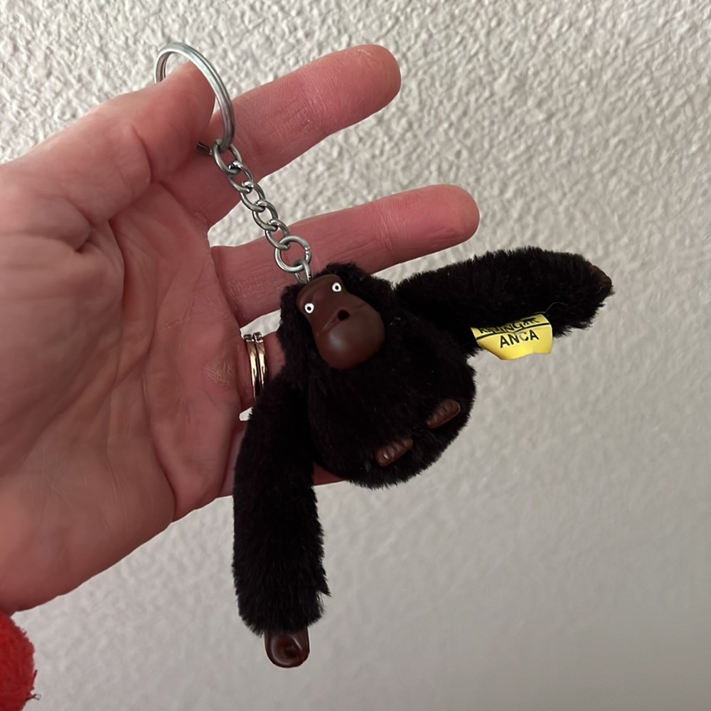 Kipling Black Plush Monkey Keychain